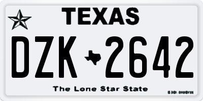 TX license plate DZK2642