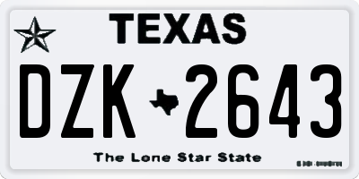 TX license plate DZK2643