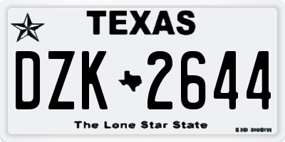 TX license plate DZK2644