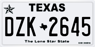 TX license plate DZK2645