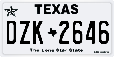 TX license plate DZK2646