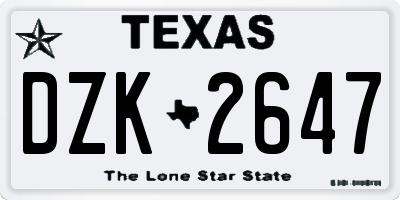TX license plate DZK2647