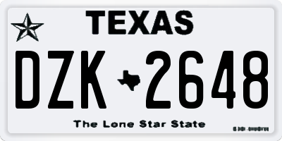 TX license plate DZK2648
