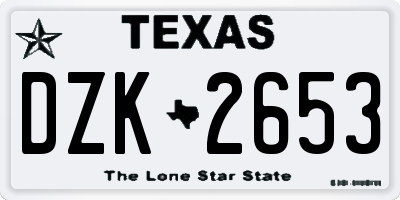 TX license plate DZK2653