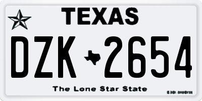 TX license plate DZK2654