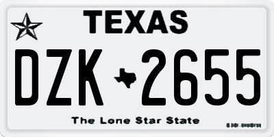 TX license plate DZK2655