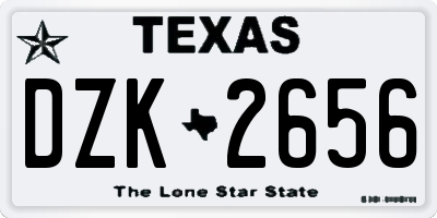 TX license plate DZK2656