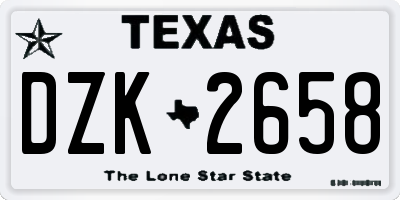 TX license plate DZK2658