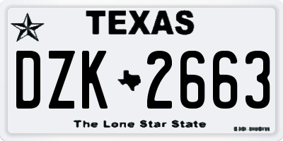 TX license plate DZK2663