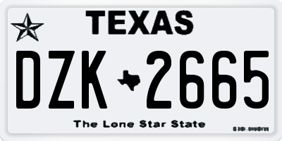 TX license plate DZK2665