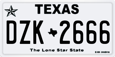 TX license plate DZK2666