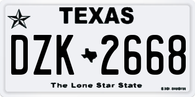 TX license plate DZK2668