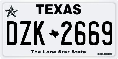 TX license plate DZK2669