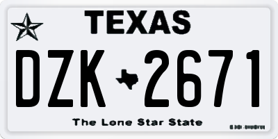 TX license plate DZK2671