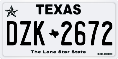 TX license plate DZK2672