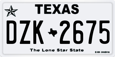TX license plate DZK2675