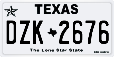 TX license plate DZK2676