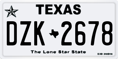 TX license plate DZK2678