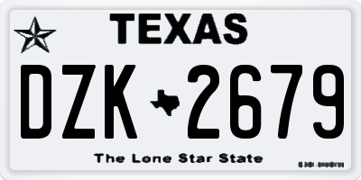TX license plate DZK2679