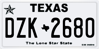 TX license plate DZK2680