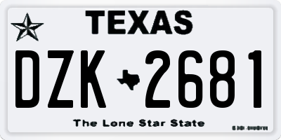 TX license plate DZK2681