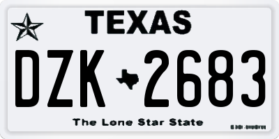 TX license plate DZK2683