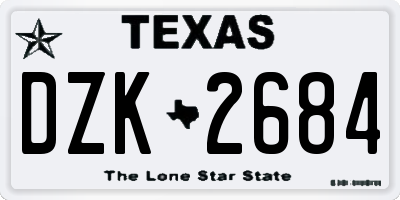 TX license plate DZK2684