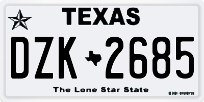 TX license plate DZK2685