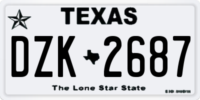 TX license plate DZK2687