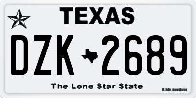 TX license plate DZK2689