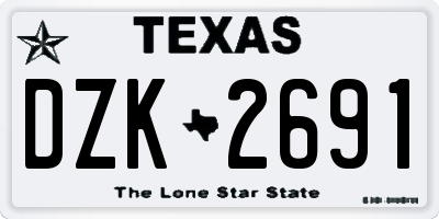TX license plate DZK2691