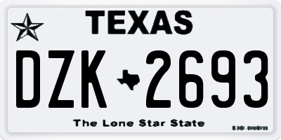 TX license plate DZK2693