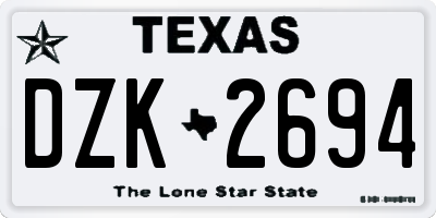 TX license plate DZK2694
