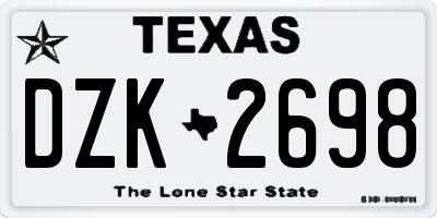 TX license plate DZK2698