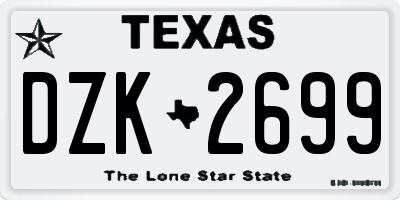 TX license plate DZK2699