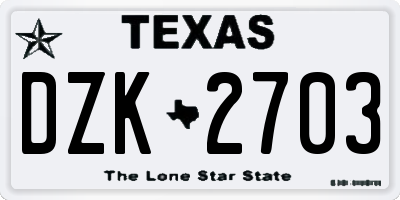 TX license plate DZK2703