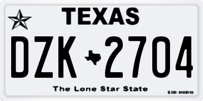 TX license plate DZK2704