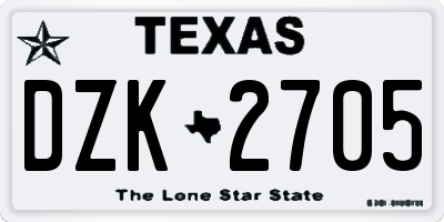 TX license plate DZK2705