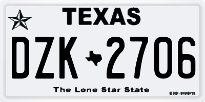TX license plate DZK2706