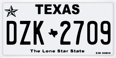 TX license plate DZK2709