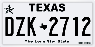 TX license plate DZK2712