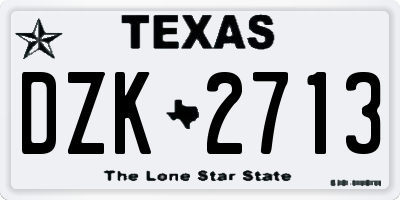 TX license plate DZK2713