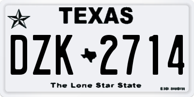 TX license plate DZK2714