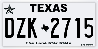TX license plate DZK2715
