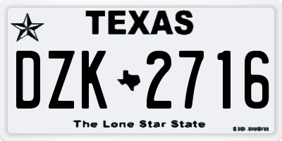 TX license plate DZK2716
