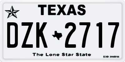 TX license plate DZK2717