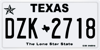 TX license plate DZK2718