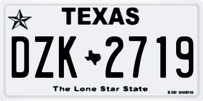 TX license plate DZK2719