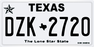 TX license plate DZK2720