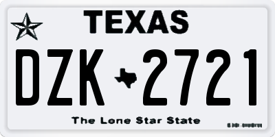 TX license plate DZK2721